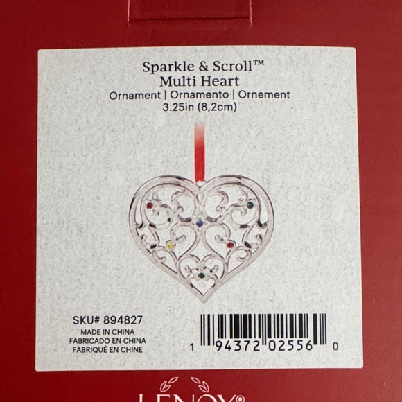 Lenox Sparkle & Scroll Multi Heart Ornament - New In the Box ✨ - Picture 3 of 4